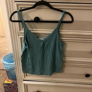 Hippie Rose Green Sleeveless Buttoned Crop Camisole (L) Another Hot Deal! Rare!